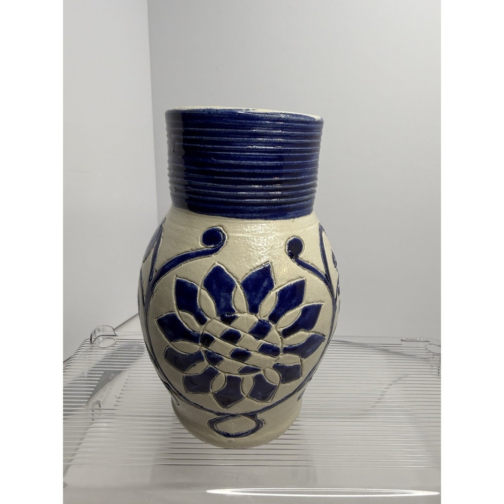 Williamsburg Pottery Cobalt Blue Hand- Thrown Pitcher - Picture 2 of 11